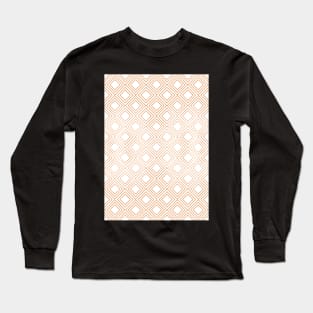 White & Copper Geometric Diamond Long Sleeve T-Shirt
